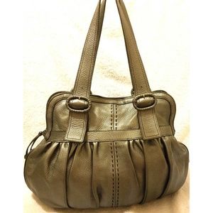 Cole Haan extra-large pewter metallic leather hobo